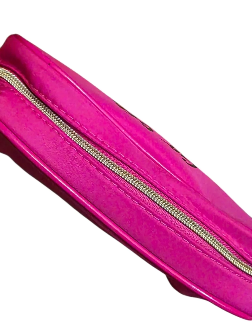 Lancôme Hot Pink Cosmetic Pouch with Gold Plate